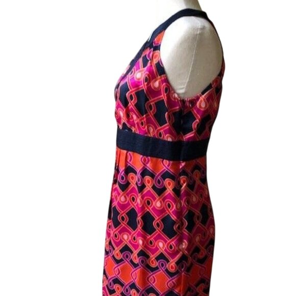 ANN TAYLOR LOFT SLEEVELESS NAVY/PINK/ORANGE PRINT HALTER DRESS 4-EUC - Picture 8 of 11